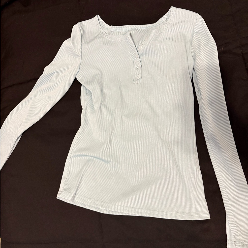 SHEIN Light Blue Long Sleeve Tee